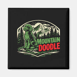 Aimant Montagne Rétro Doodle Amoureux des Chiens Extérieu