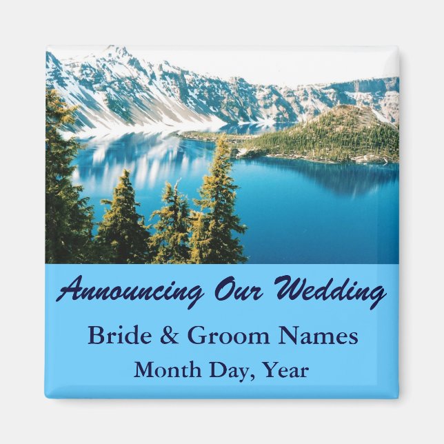 Aimant Montagnes sur le lac Mariage Enregistrer la date M (Devant)