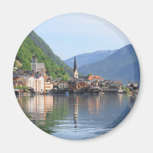 aimant montrant Hallstatt ville et lac, Autriche