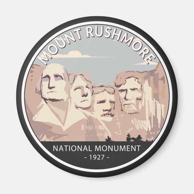 Aimant Monument national du Mont Rushmore Cercle rétro (Devant)