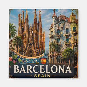 Aimant 🧲 Monuments de Barcelone Voyage Souvenir Espagne