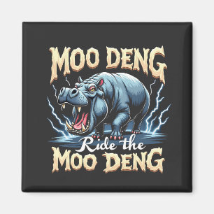 Aimant Moo Deng Ride Moo Deng Funny Hippo