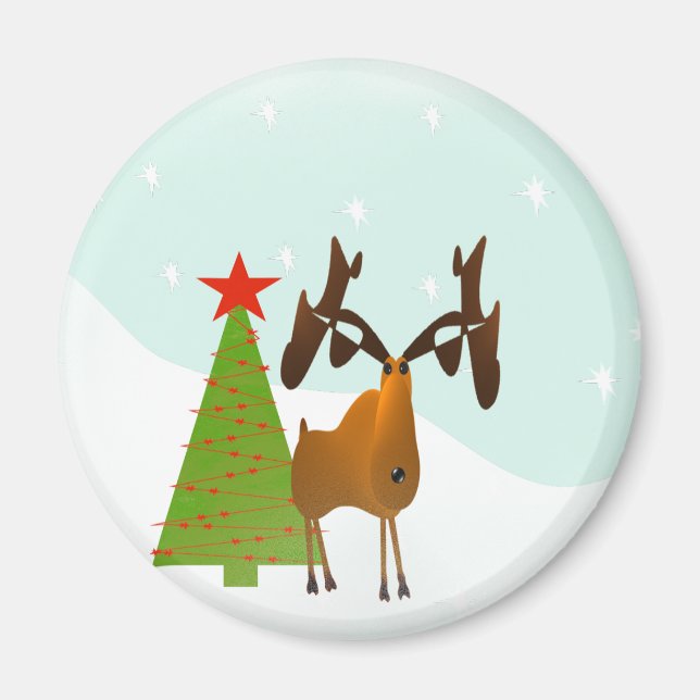 Aimant Moose de Noël (Devant)