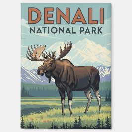 Aimant Moose in Denali National Park Alaska Vintage
