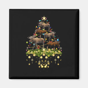 Aimant Mooses Noël Arbre Lumières Fête Moose Xmas