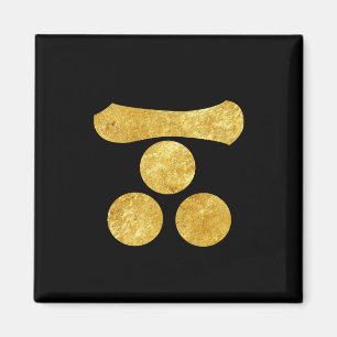 Aimant Mori Mon japonais samouraï clan faux or sur noir