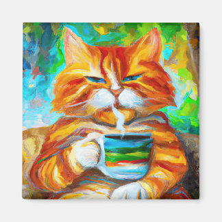 Aimant Morning Catfeine dans le style de Leonid Afremov.