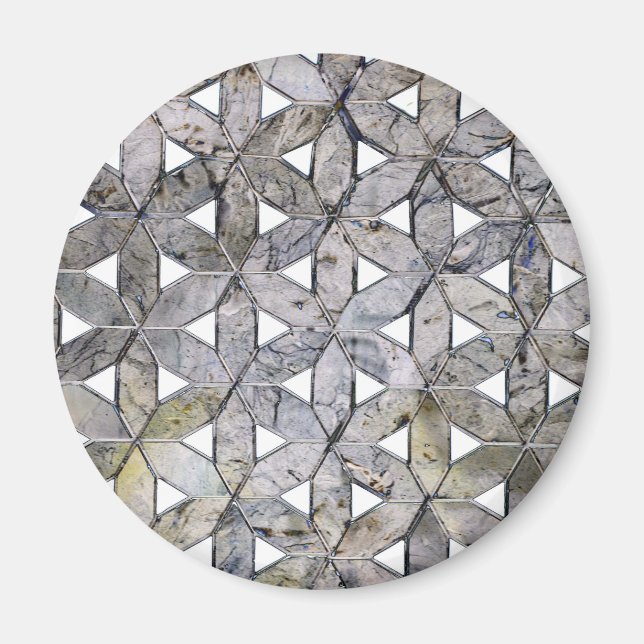 Aimant Mosaïque de pierre grise naturelle, fleur de vie (Devant)