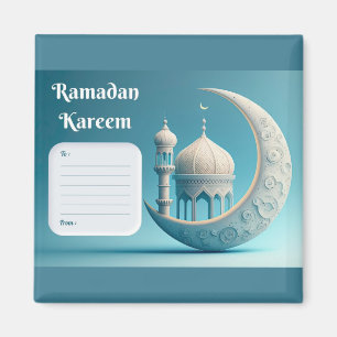 Aimant Mosquée à l'aquarelle douce Sérénité du Ramadan