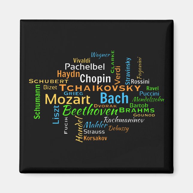 Aimant Mot Cloud des compositeurs classiques (Devant)