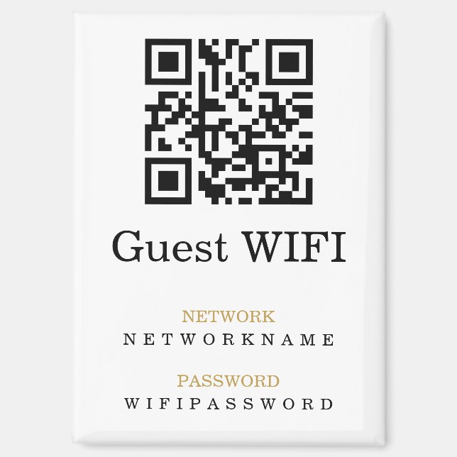 Aimant Mot de passe Wifi et code QR réseau personnalisé (Recto)
