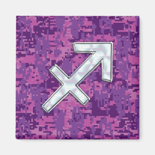 Aimant Mother of Pearl Sagittarius Symbol Fuchsia Camo