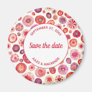 Aimant Motif Abstrait rose floral Enregistrer la date