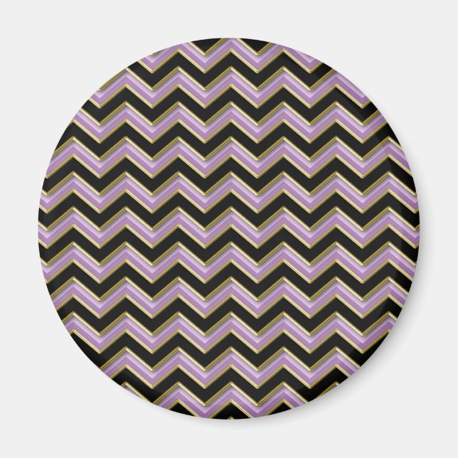 Aimant Motif Amethyst Gold Black Zigzag (Devant)