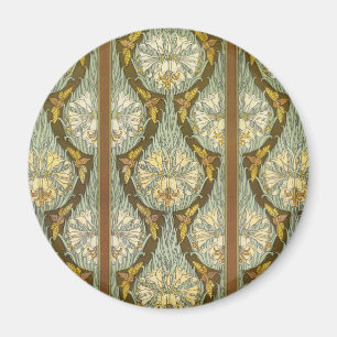 Aimant Motif Art Nouveau de lys et d'insecte de couleur v