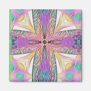 Aimant Motif artistique croisé en pastel en verre souill