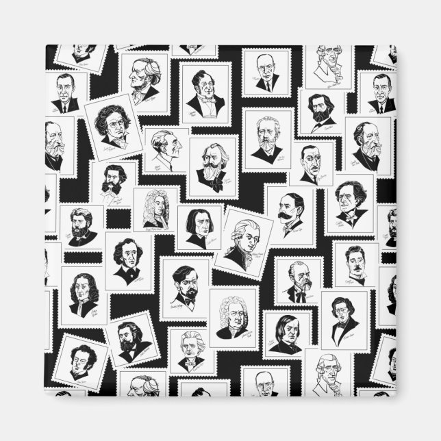 Aimant Motif avec portraits des plus grands compositeurs (Devant)