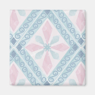 Aimant motif bleu en forme de diamant