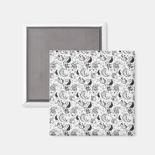 Aimant Motif cachemire noir et blanc – Élégante œuvre d'a