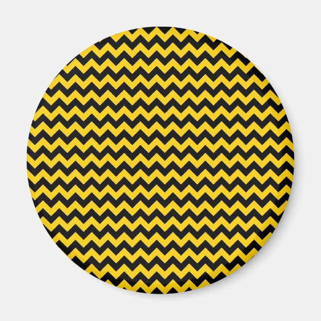 Aimant Motif Canarien Jaune Et Noir Zigzag Chevron (Devant)