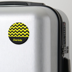 Aimant Motif chevron jaune et noir personnalisable