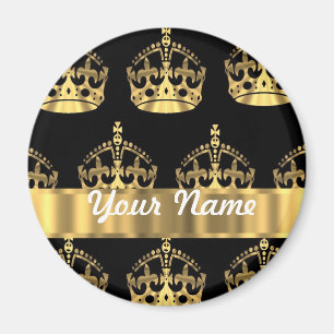 Aimant Motif couronne or sur noir