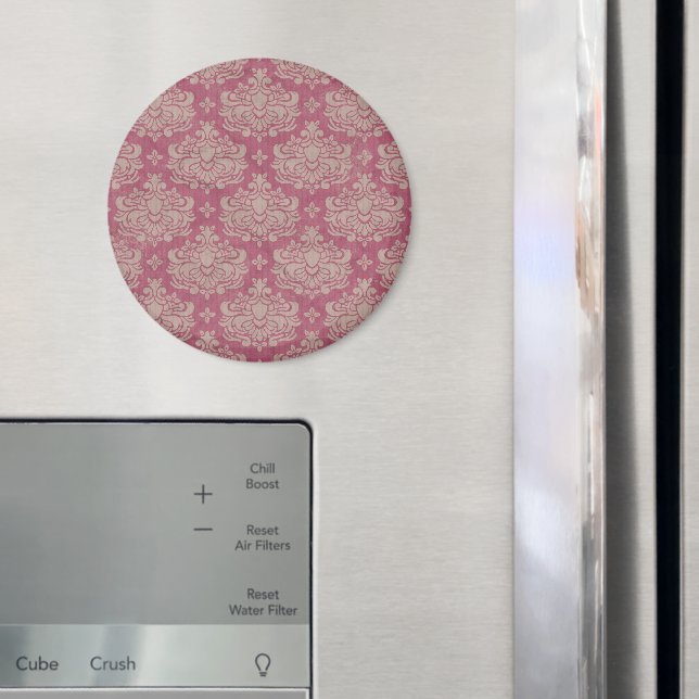 Aimant Motif Damas, Damas rose, Damas français (In situ (réfrigérateur))