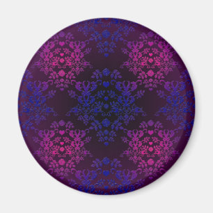 Aimant Motif damassé vintage bleu violet noir