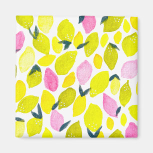 Aimant Motif d'aquarelle citron
