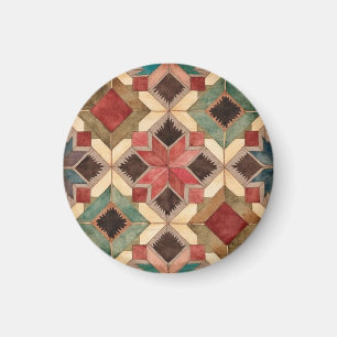 Aimant motif d'art de bloc de patchwork géométrique vinta