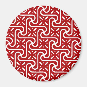 Aimant motif de carreaux égyptien, rouge foncé et blanc