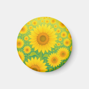 Aimant Motif de champ de tournesol vibrant