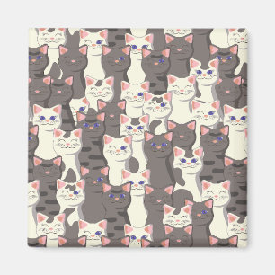 Aimant Motif de chats blancs et gris