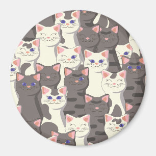 Aimant Motif de chats blancs et gris