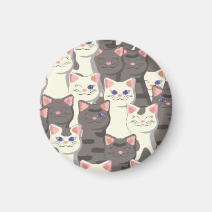 Aimant Motif de chats blancs et gris