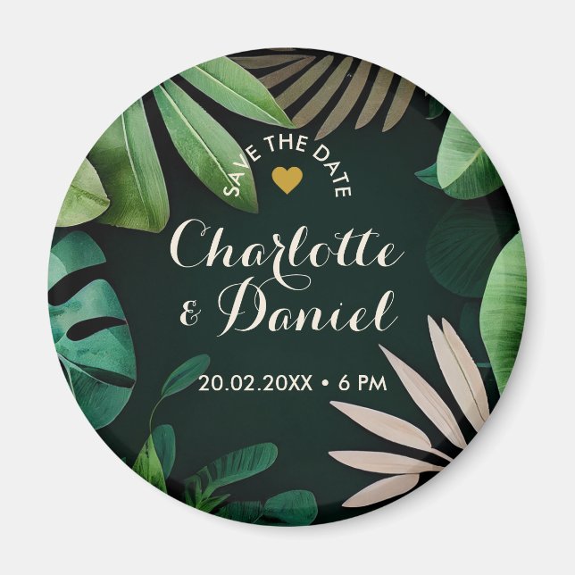 Aimant Motif de congé tropical | MARIAGE | Enregistrer La (Devant)