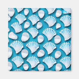 Aimant Motif de coquillages bleu et blanc
