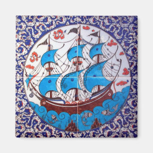 Aimant Motif de cuirassé/art de tuile