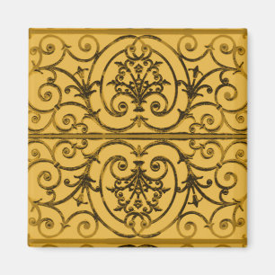 Aimant Motif de défilement noir et or