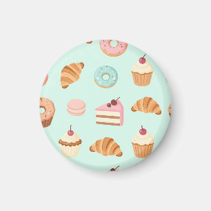 Aimant Motif de desserts français pastel mignons