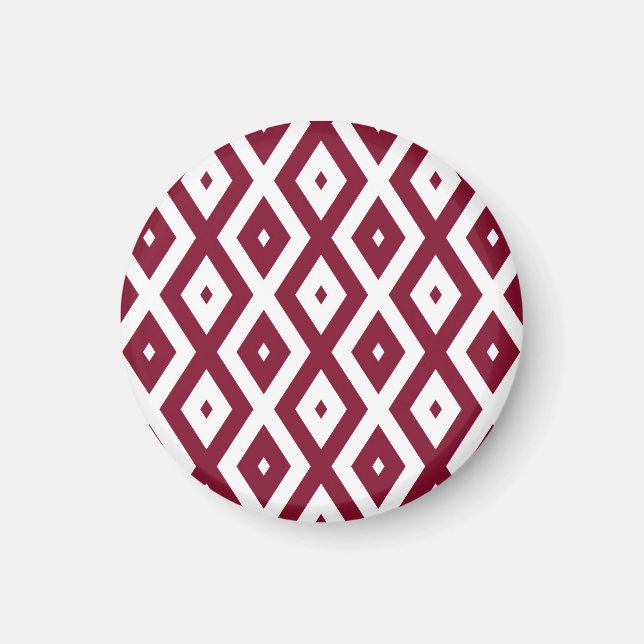 Aimant Motif de diamants de Bourgogne et blanc (Devant)