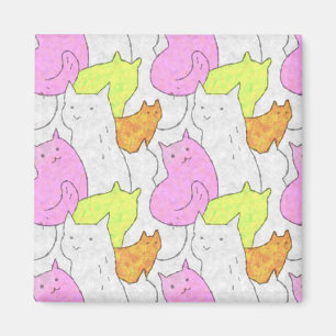Aimant Motif de doodle de chats à l'aquarelle mignon