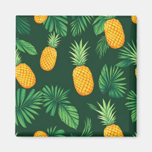 Aimant Motif de feuilles de ananas tropical