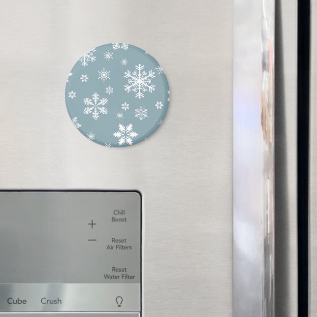 Aimant Motif de flocon de neige, flocons blancs, neige, g (In situ (réfrigérateur))