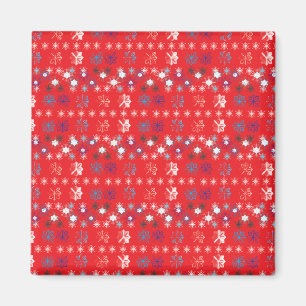 Aimant Motif de flocon de neige moderne Red Christmas