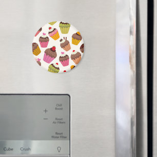 Aimant Motif de gâteau, Motif de muffin, Chocolat, Coeurs
