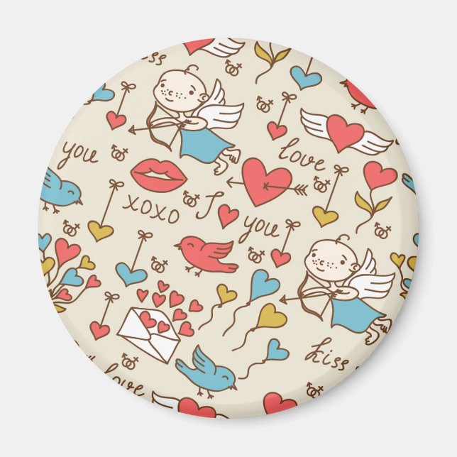 Aimant Motif de la Saint Valentin avec Cupidon (Devant)