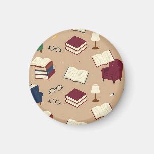 Aimant Motif de livres de coin de lecture cosy