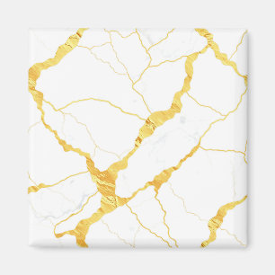 Aimant Motif de marbre blanc avec veines d'or