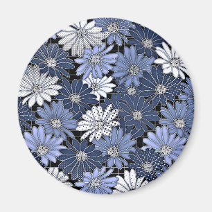 Aimant Motif de marguerite bleu et blanc